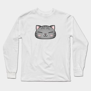 Cute Silver Tabby Cat Face Long Sleeve T-Shirt